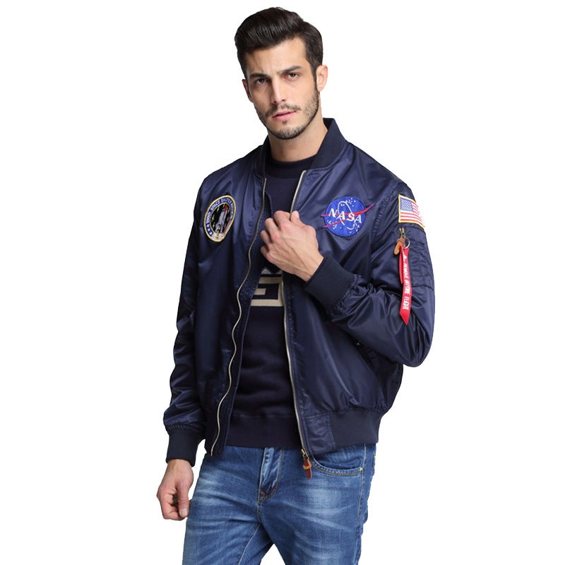 Thin Us Air Force Embroidered Badge Baseball Suit Nasa Bomber Jacket Men'S Workwear Coat Trend - Image 4