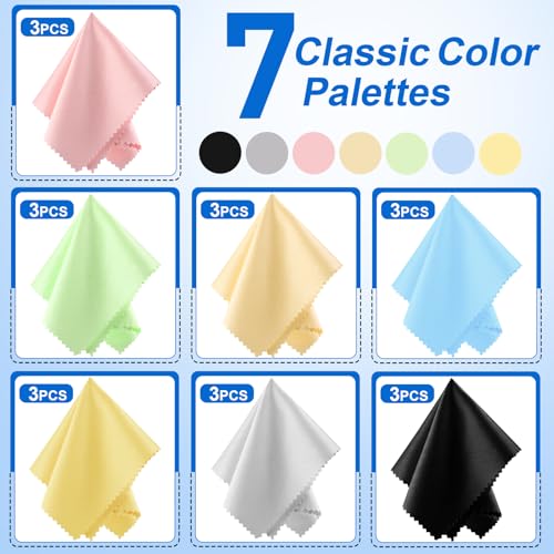 Ninsula 21 Pack Glasses Cleaning Cloths, 6"× 7"Large Eyeglass Cleaning Cloths, Premium Ultra-Soft Lens Wipes Cloth for Eyeglasses, Camera Lenses, Mobile Phones, Laptops, Television Screens - Color Mixing - Image 3