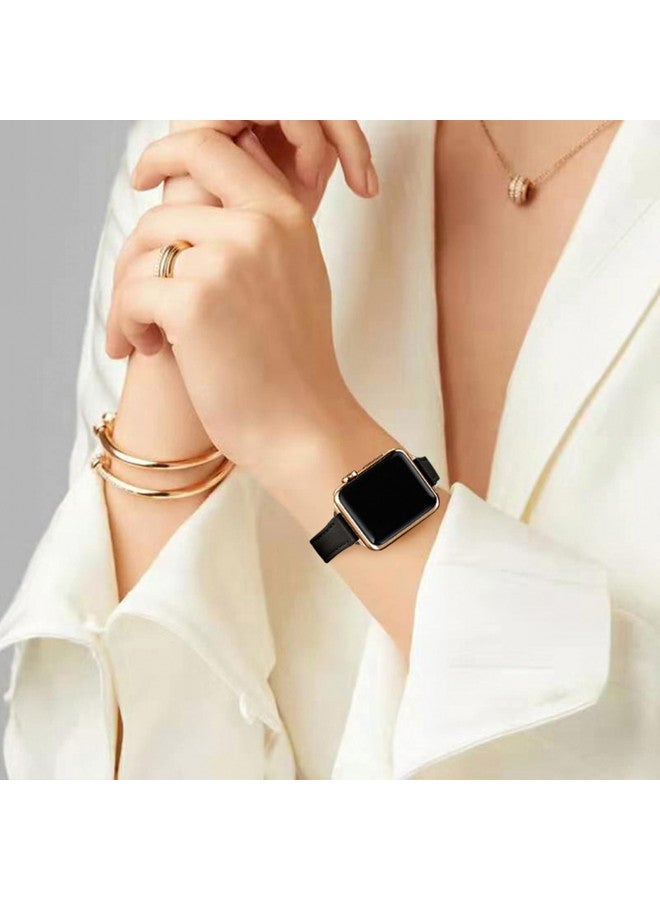 STIROLL Slim Leather Bands Compatible with Apple Watch Band 49mm 46mm 45mm 44mm 42mm(Series 3 2 1), Top Grain Leather Watch Thin Wristband for iWatch Ultra SE Series 10/9/8/7/6/5/4/3/2/1 - Image 4