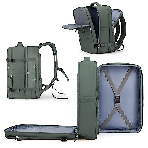 coowoz Large Travel Backpack For Women Men, Carry On Backpack,Hiking Backpack Waterproof Outdoor Sports Rucksack Casual Daypack Expandable Heavy Duty Extra large Backpack Olive Green - Image 1