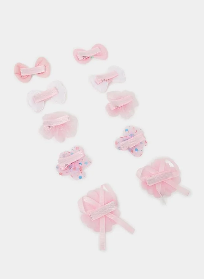 ستايلي Pack Of 10 - Girls Pink Embellished Hair Clips