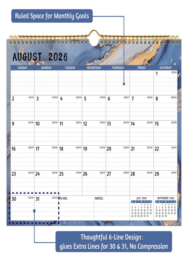 BowCuk Wall Calendar 2026-2027 - 2 Year Calendar 2026-2027, Jan 2026 - Dec 2027, 14.57 x 11.42 In, 2026 Calendar 24 Months, Monthly Calendar 2026, with Ruled Blocks, Thick Paper, Holidays, To-do List ＆ Notes - Image 4