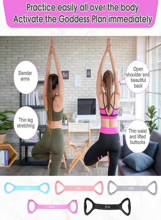Soulchen 5 Pack Figure 8 Resistance Bands with Handles 10 Lbs-25 Lbs-35 Lbs-40 Lbs-50 Lbs Elastic Bands for for Arm and Shoulder Stretch, Workout for Women Men(Color Scheme 1,Classic) - Image 5