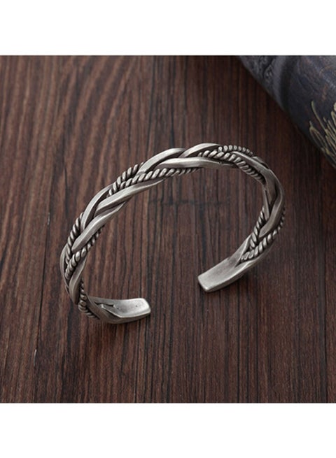 Vintage Open Bracelet, Cuff Bangle for Men, Retro Twisted Braided Open Bracelet