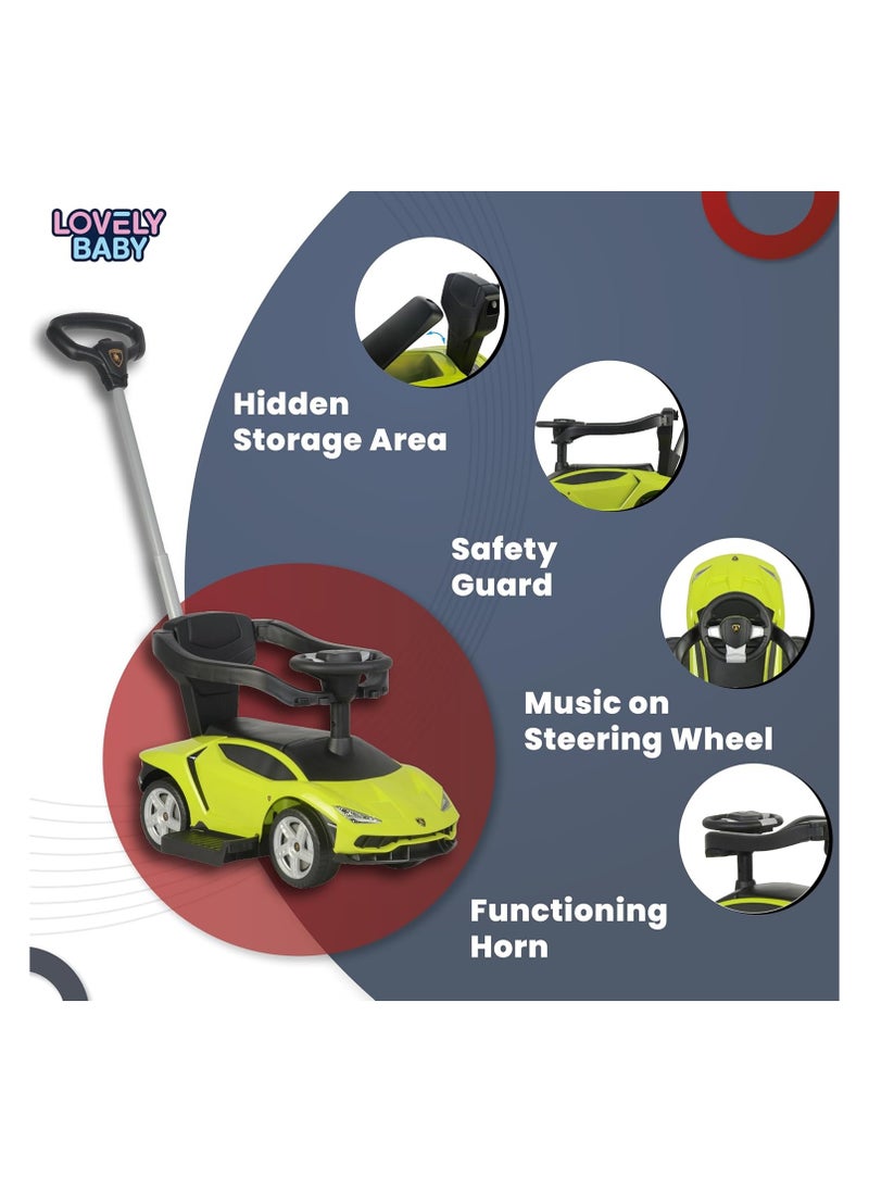 Lovely Baby Push Car for Kids LB 3726, Toddler Lamborghini-Style Ride-On with Adjustable & Removable Handle  - Image 2