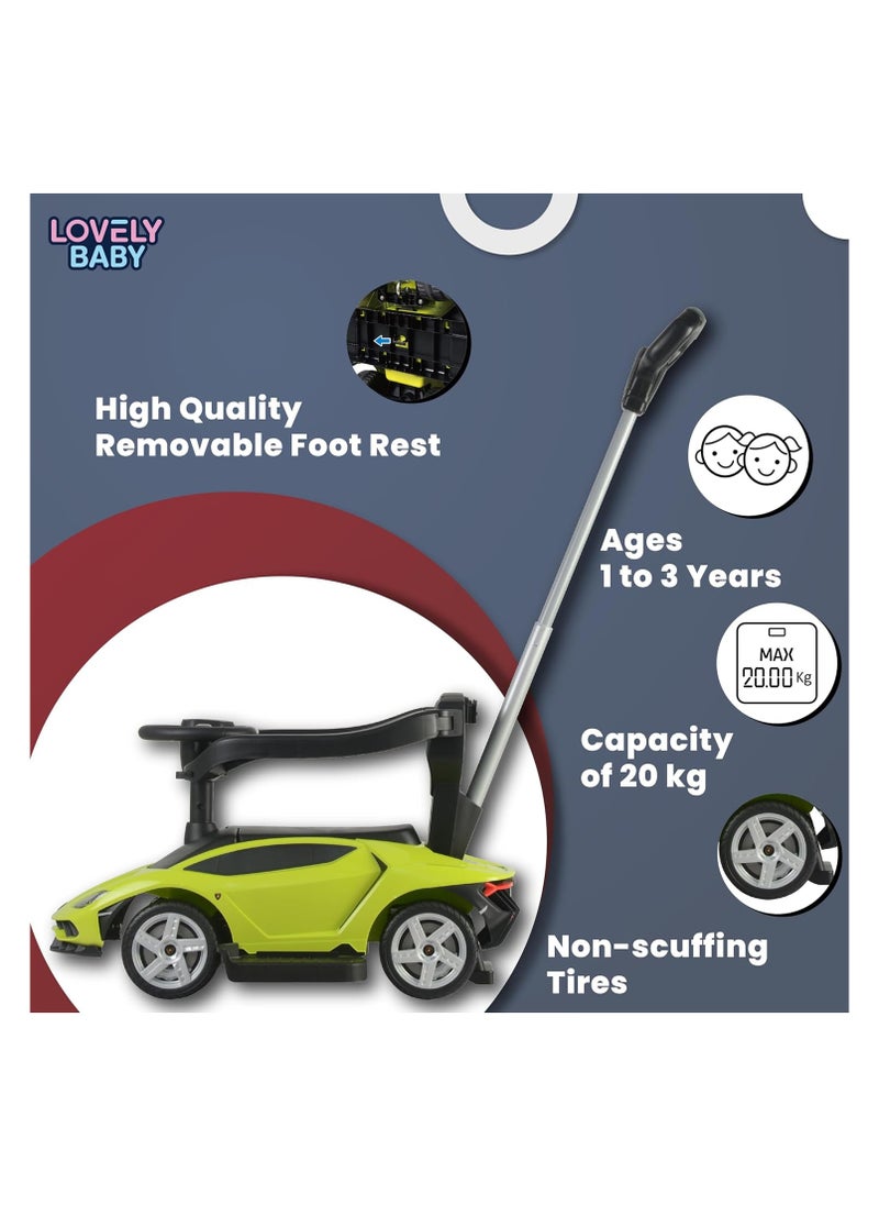 Lovely Baby Push Car for Kids LB 3726, Toddler Lamborghini-Style Ride-On with Adjustable & Removable Handle  - Image 3