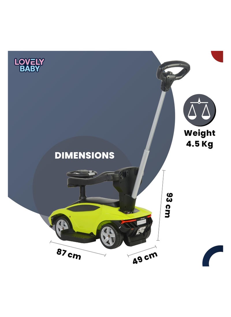 Lovely Baby Push Car for Kids LB 3726, Toddler Lamborghini-Style Ride-On with Adjustable & Removable Handle  - Image 4