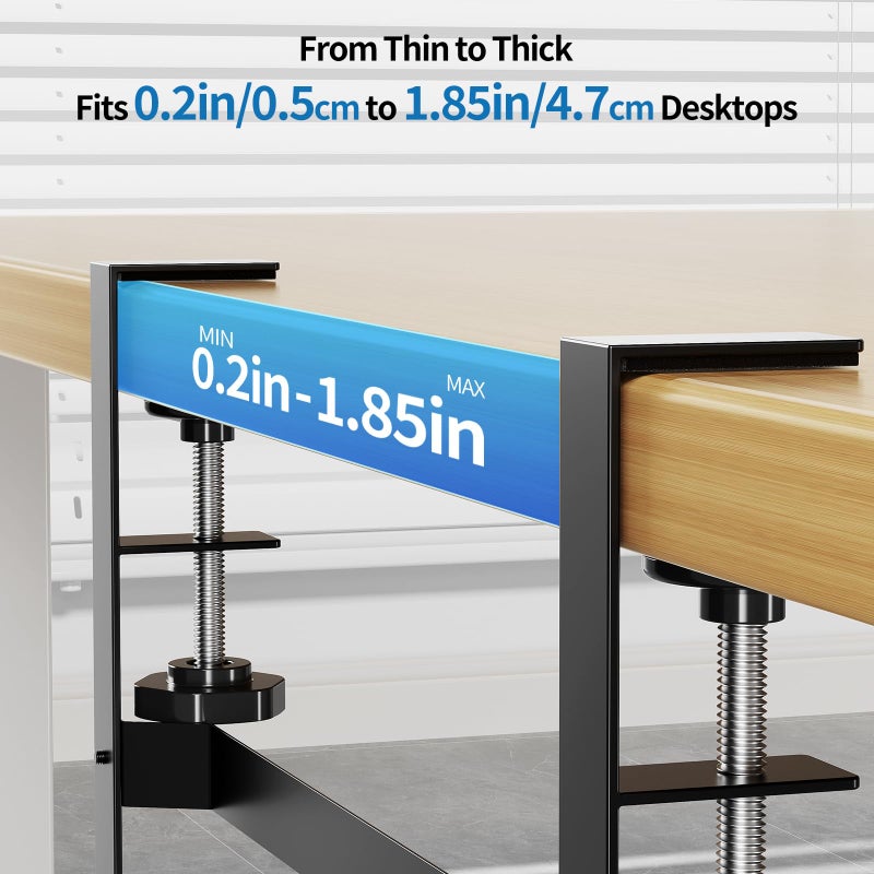 YECAYE Under Desk Cable Management Tray, No Drill Clamp Mount Metal Cable Management Tray with Desk Protection Pads, Under Desk Organizer Easy Installation with Hook & Loop Straps for Home Office - Image 4