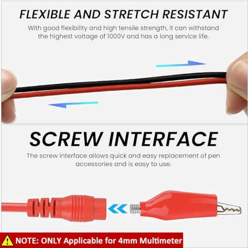 Serplex® 16-in-1 Multimeter Test Leads Kit for 4mm Multimeter, Probes & Leads Set with 930mm Silicone Wires, Testing Probes, Alligator Clips & Banana Plugs for Electronics, Automotive &Circuit Testing - Image 4
