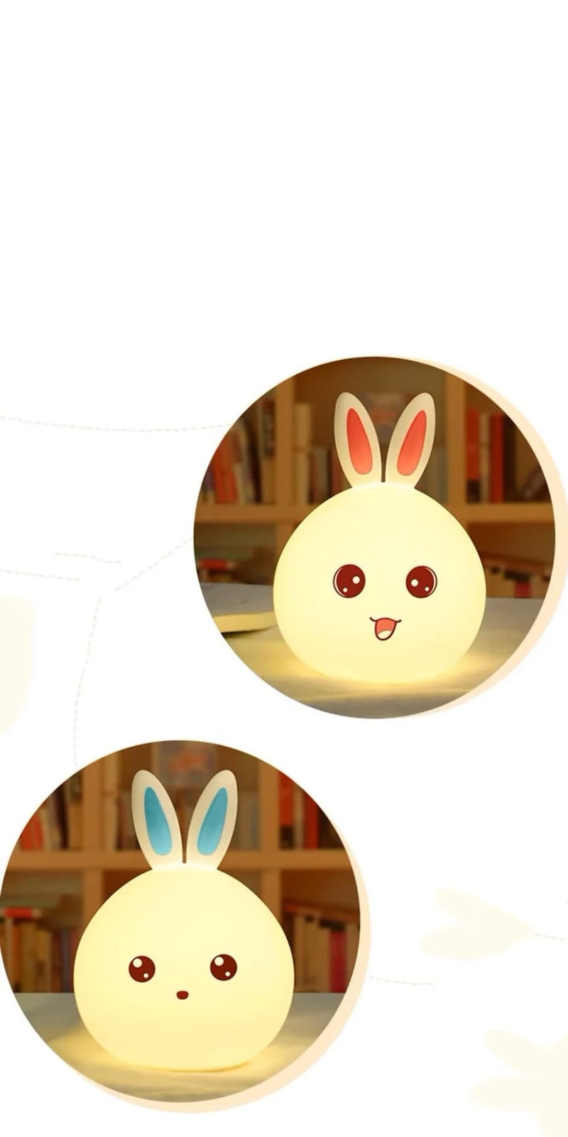 HUMAIZAR LED Night Light Toy Bunny Silicone Rabbit Lamp Warm White Bedroom Bedside Light Gift for Children Kids for Hotels (Rabbit 1) - Image 4