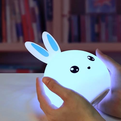 HUMAIZAR LED Night Light Toy Bunny Silicone Rabbit Lamp Warm White Bedroom Bedside Light Gift for Children Kids for Hotels (Rabbit 1) - Image 3