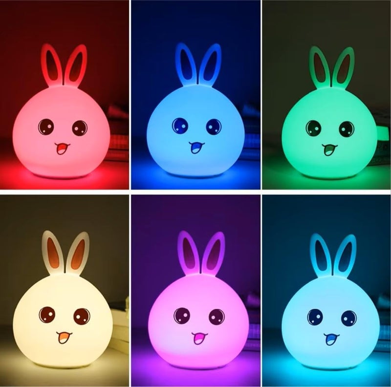 HUMAIZAR LED Night Light Toy Bunny Silicone Rabbit Lamp Warm White Bedroom Bedside Light Gift for Children Kids for Hotels (Rabbit 1) - Image 5