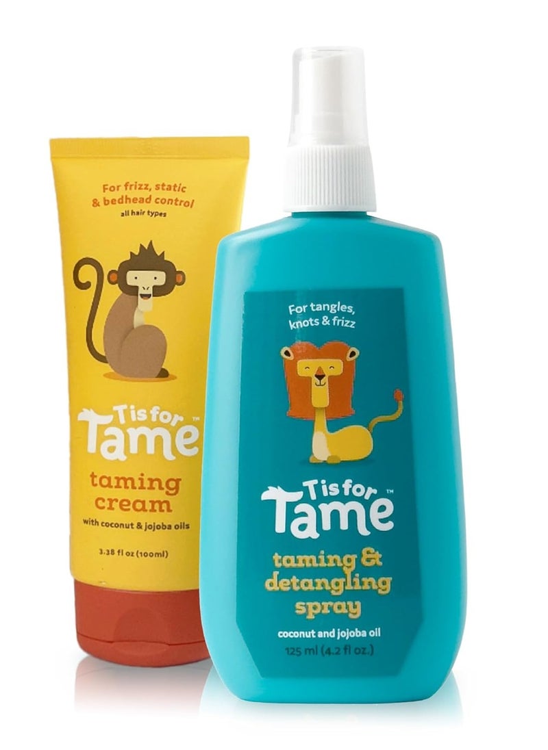 T is for Tame T is for Tame Taming Cream & Hair Detangler Spray for Toddler - Natural Conditioner Spray, Anti Frizz Styling, Smoothing Cream for Frizz Control, Flyaway, Kids Curly Hair  - Image 1