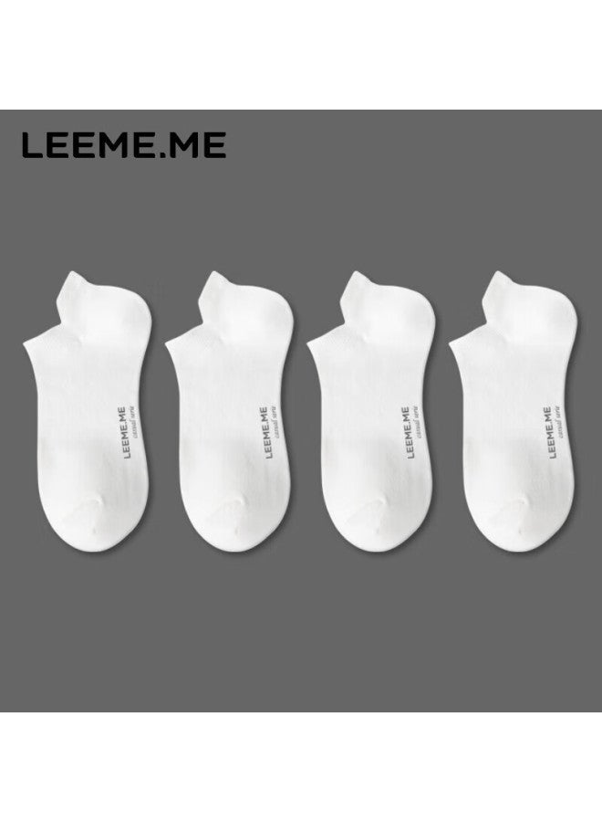 Leeme.me Li Mi جوارب رجالية، جوارب رجالية مقاومة للروائح للخريف والشتاء، جوارب قصيرة بحلقة أذن، جوارب قارب رجالية، 4 أبيض - Image 1