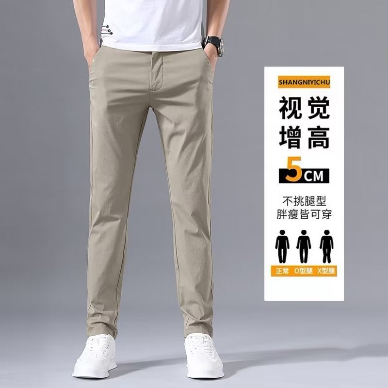 Mens Casual Pants Summer Thin Straight Loose Quick-drying Mens Pants All-match Trendy Western Pants Breathable Stretch Pants Mens Light gray - Image 4