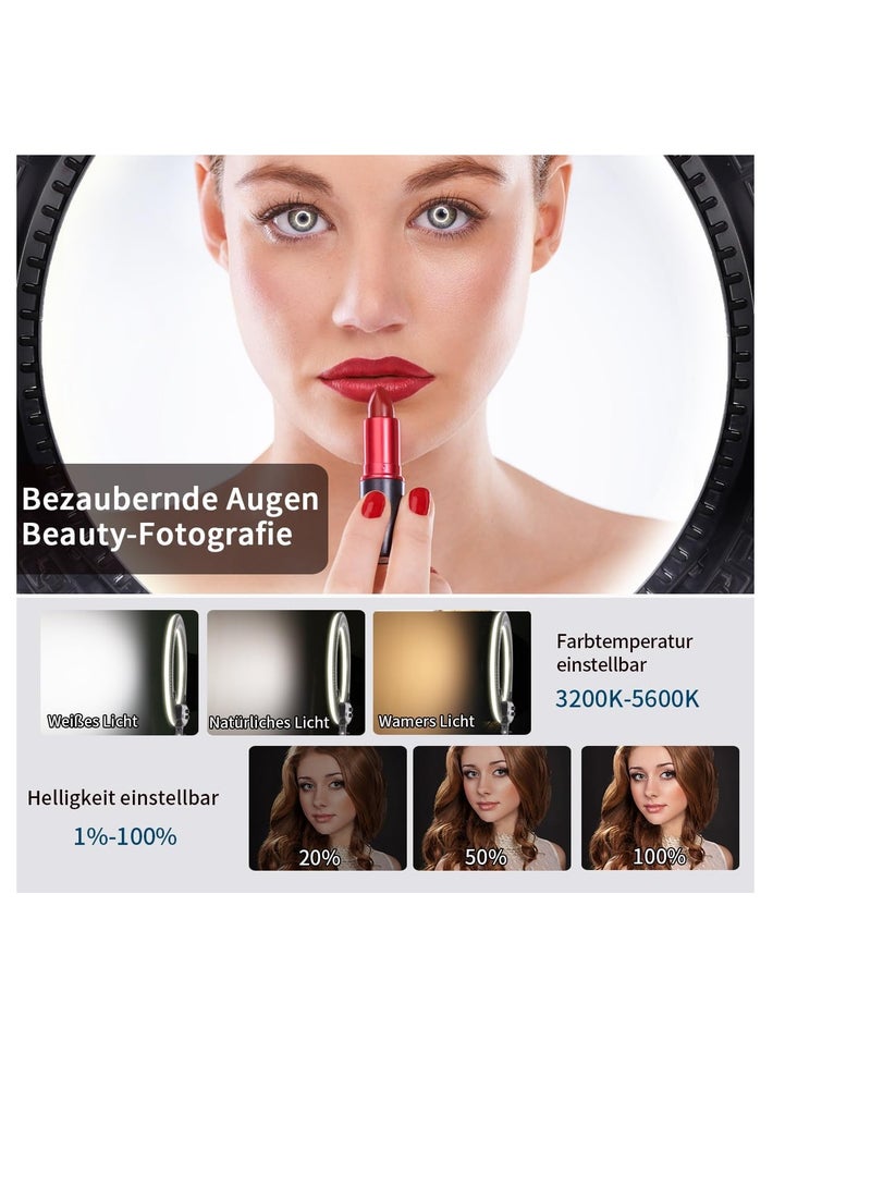 Inch LED Ring Light Set for Studio Portrait Photography, Selfies, YouTube Videos, Live Broadcasts, Eyebrow Tattoos, Eyelash Transplant, Tattoos, Beauty, and Makeup - Image 2