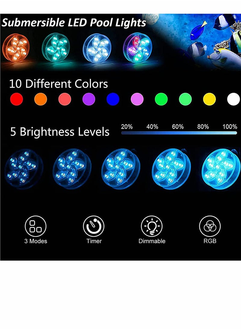 Generic - Underwater Pool Lights for Above Ground Pools, Floating Waterproof Magnetic Submersible LED Lights with Remote for Swimming Pool, Inground Pond, and Tub, Color Changing - Image 1