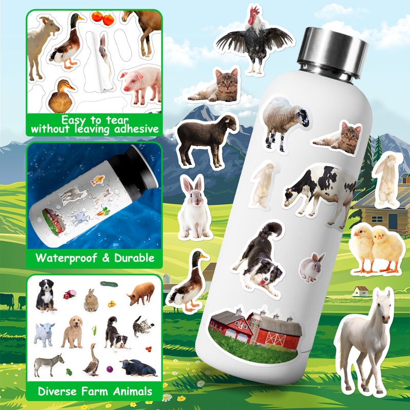 LINAYE 24 Sheets Farm Stickers for Kids, 1270 PCS Farm Animal Cow Horse Stickers for Scrapbooking,Water Bottles,Envelopes,Laptop for Kids Boys Girls - Image 4