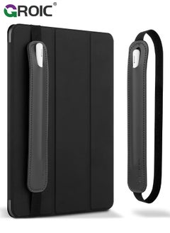 GROIC Removable iPencil Holder Black Leather Pocket Sleeve, Magnetic Attach Strong Adhesive Holder Sticker Silicone for Apple Pencil 1st & 2nd Generation  - Image 1