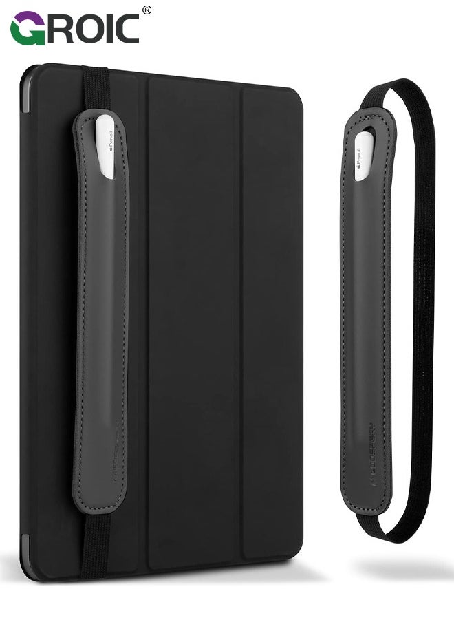 GROIC Removable iPencil Holder Black Leather Pocket Sleeve, Magnetic Attach Strong Adhesive Holder Sticker Silicone for Apple Pencil 1st & 2nd Generation  - Image 1