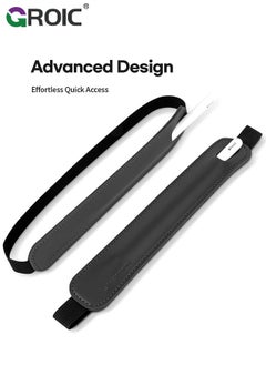 GROIC Removable iPencil Holder Black Leather Pocket Sleeve, Magnetic Attach Strong Adhesive Holder Sticker Silicone for Apple Pencil 1st & 2nd Generation  - Image 2