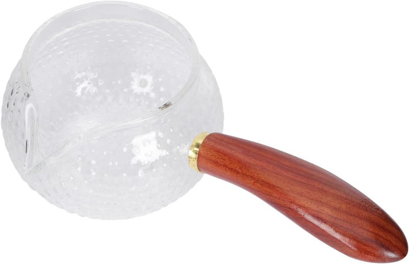 cheekyglo Clear Glass Tea Serving Pitcher Cream Pitcher 300ml Creamer Mug Fair Cups with Wooden Handle Gong Dao Bei Gongfu Teaware Drinkware - Image 1