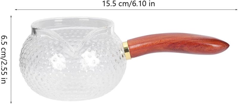cheekyglo Clear Glass Tea Serving Pitcher Cream Pitcher 300ml Creamer Mug Fair Cups with Wooden Handle Gong Dao Bei Gongfu Teaware Drinkware - Image 2