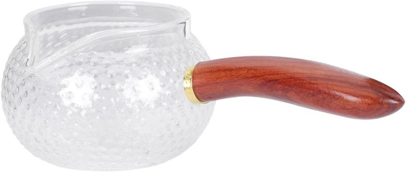 cheekyglo Clear Glass Tea Serving Pitcher Cream Pitcher 300ml Creamer Mug Fair Cups with Wooden Handle Gong Dao Bei Gongfu Teaware Drinkware - Image 4