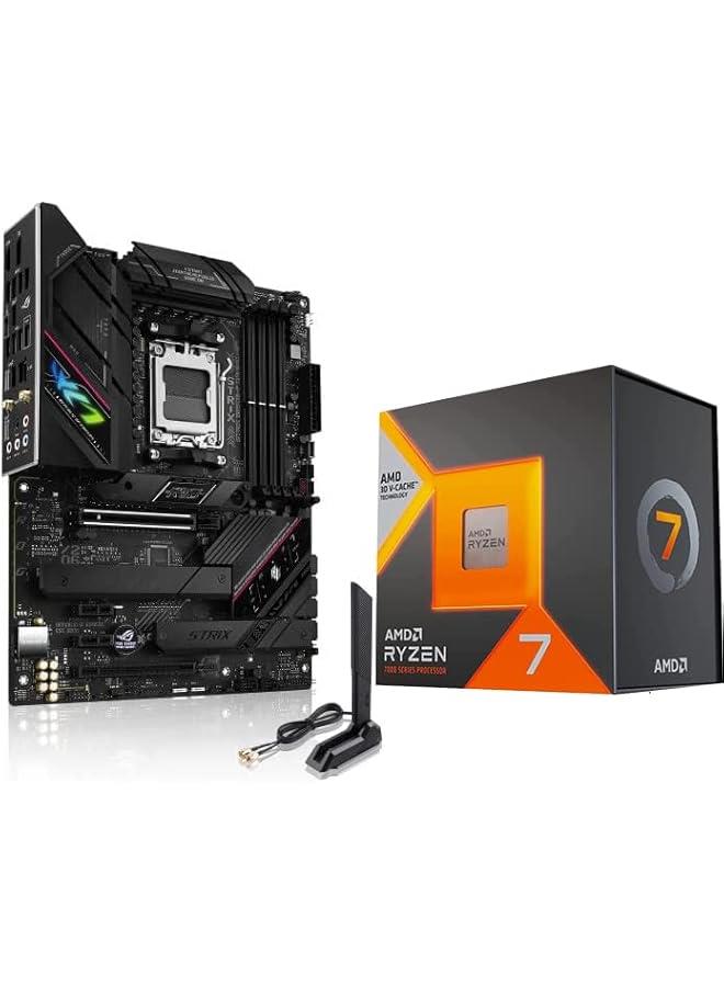 Arabest AMD Ryzen 7 7800X3D Octa-Core Hexadeca-Thread CPU Package with ASUS ROG Strix B650E-F Gaming WiFi AM5 (LGA1718) Ryzen 7000 Gaming Mainboard(DDR5, PCI Express 5.0) - Image 1