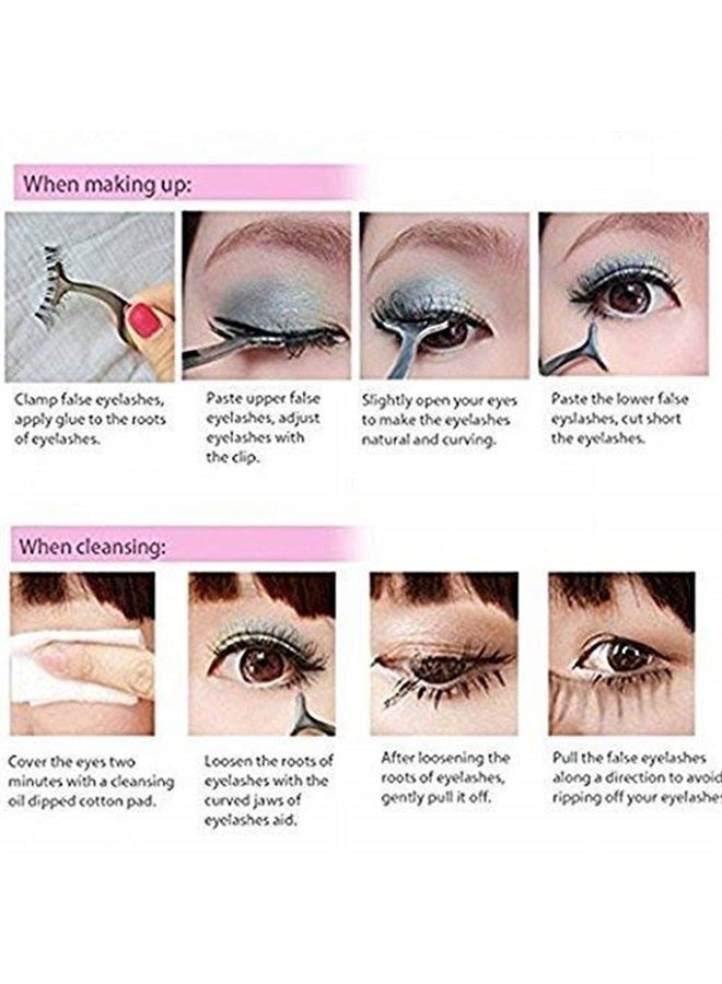 EIAKE False Eyelashes Applicator Tool Eyelash Extension Tweezers Remover Clip Tweezers Nipper (Black) - Image 2