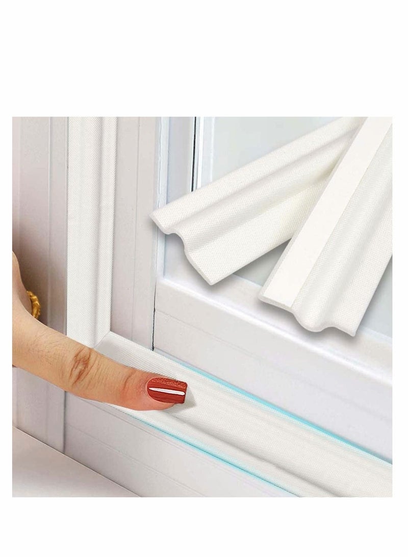 واي آند دي 2 Packs Draft Stopper Sweep, Door Weatherproofing Stripping, Window Seal Strip Self-Adhesive Soundproof Cuttable, Wear-Resistant, Weather Length 13.12Ft White - Image 1