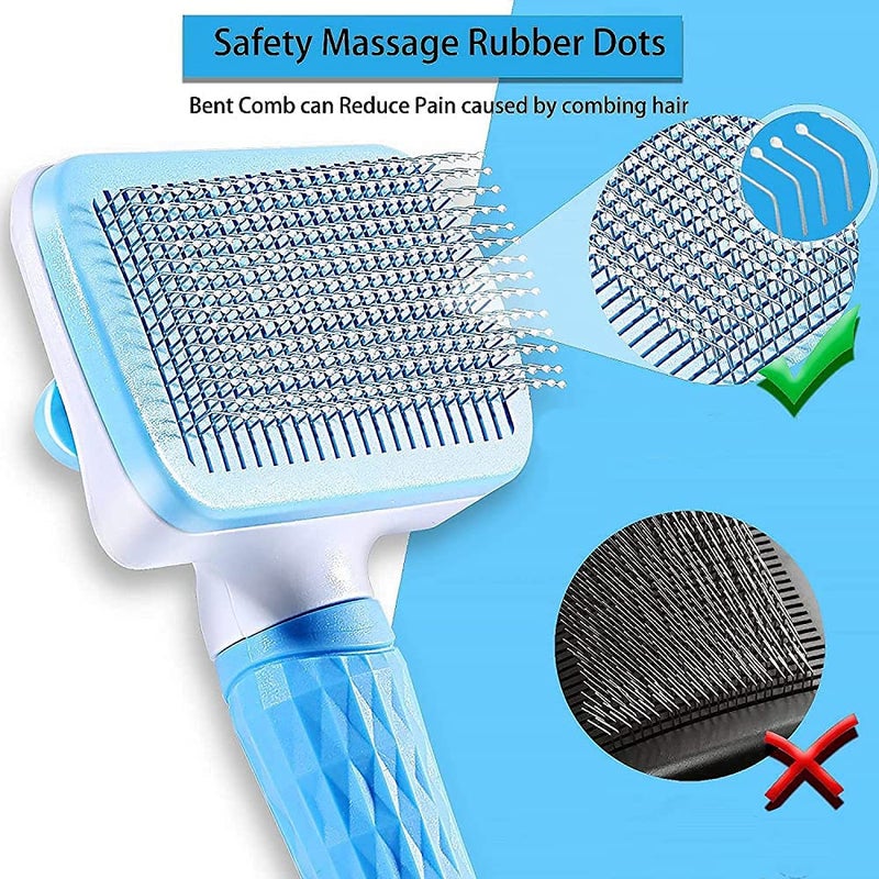 Hidak Slicker Dog Comb Brush Pet Grooming Brush Daily Use to Clean Loose Fur & Dirt Great for Dogs and Cats with Medium Long Hair Dog Hair Deshedding Brush-(Blue) - Image 2