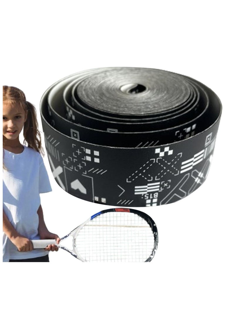 Excefore Racquet Guard Tape for Tennis Rackets, Tennis Racket Head Protection Tape, Badminton Racket Protector Sticker, Tennis Racket Accessories Tape, TPU Black Racket Protection Tape - Image 1