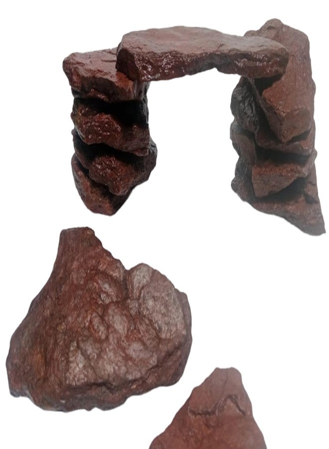 RUKDA Natural Rust Slate Stone - Hand‑Picked Slate Rocks for Aquarium Bridge, Aquascaping, Reptile Basking, Terrariums, Buildable Caves & Garden Decor - 10 Small (3"-6") + 1 Large (8"-10") Stone - Image 2