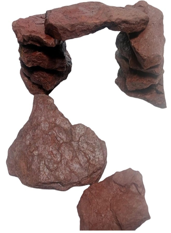 RUKDA Natural Rust Slate Stone - Hand‑Picked Slate Rocks for Aquarium Bridge, Aquascaping, Reptile Basking, Terrariums, Buildable Caves & Garden Decor - 10 Small (3"-6") + 1 Large (8"-10") Stone - Image 4