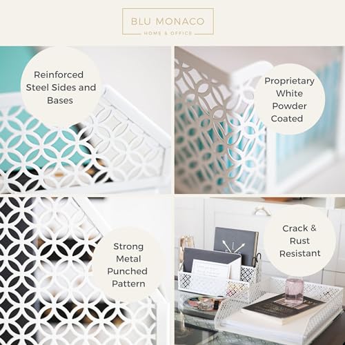 BLU MONACO White Desk Organizer Set – 6-Piece Desk Accessories for Mail, Sticky Notes, Pens, Magazines & Documents - Image 3
