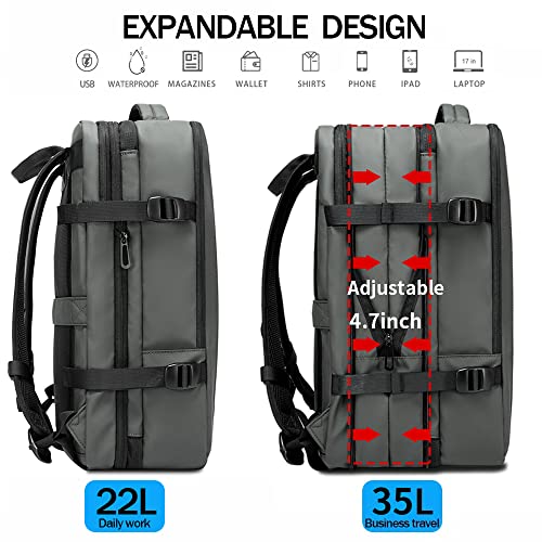 BANGE Expandable Travel Backpack,35LCarry on Backpack for Women Men Airline Approved Gym Backpack Waterproof Business Laptop Daypack… - Image 4