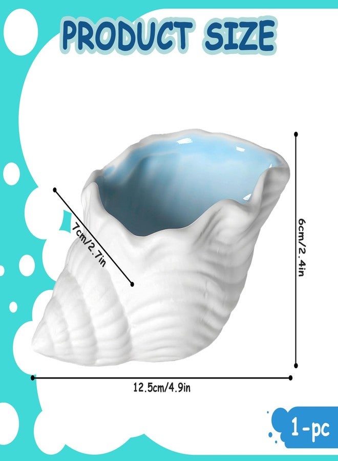 Yitexin Conch Shape Ceramic Jewelry Dish, Blue Sea Shell Trinket Tray, Ocean-Themed Decorative Ring Holder Dish, Women Jewelry Plate Tray for Earrings Necklaces Bracelet (1, Conch) - Image 2