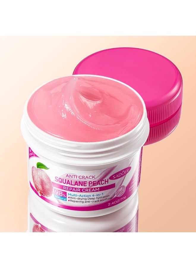 SADOER Anti Crack Squalane Peach Foot Repair Cream 70G Multi Action 4 in 1 Anti Drying Deep Hydration Repairing And Anti-Crack Soothing Foot Cream 98% Natural Ingredients Foot Repair Cream - Image 2