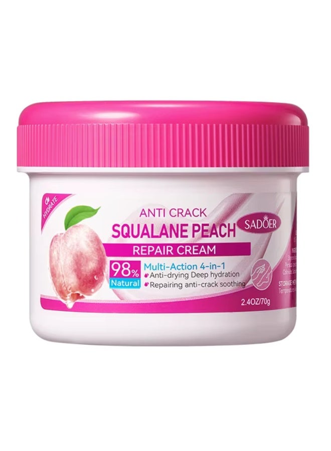 SADOER Anti Crack Squalane Peach Foot Repair Cream 70G Multi Action 4 in 1 Anti Drying Deep Hydration Repairing And Anti-Crack Soothing Foot Cream 98% Natural Ingredients Foot Repair Cream - Image 1