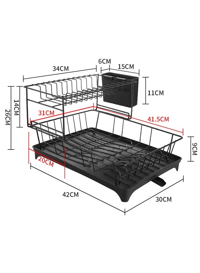 هايدو رف تجفيف الأطباق بطبقتينمادة معدنية عالية التحمل مكونة من طبقتين، مضادة للصدأ ومتينة لتجفيف الأطباق - Image 4