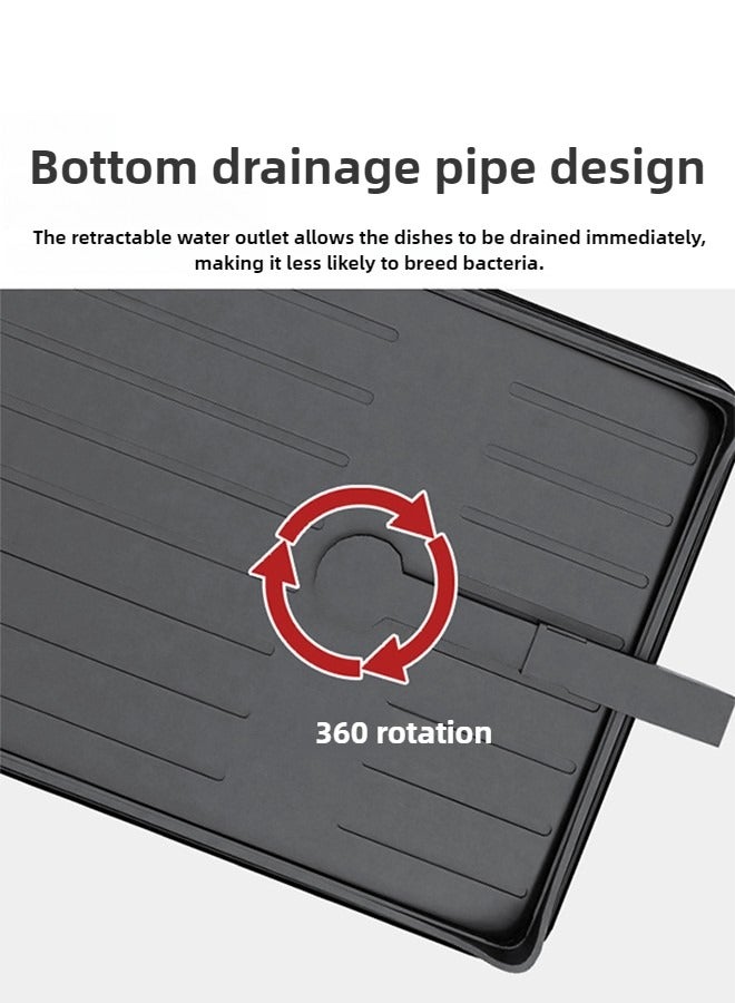 هايدو رف تجفيف الأطباق بطبقتينمادة معدنية عالية التحمل مكونة من طبقتين، مضادة للصدأ ومتينة لتجفيف الأطباق - Image 5