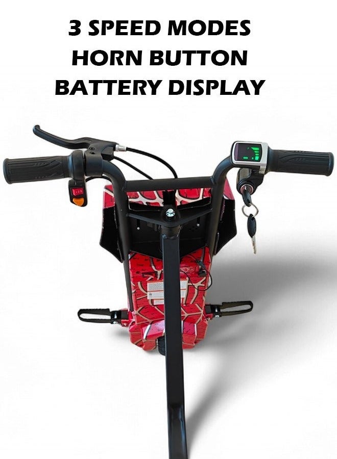 ويندهورس سكوتر كهربائي للانجراف والمغامرات للأطفال والكبار - محرك بدون فرشاة بقوة 250 واط، بطارية 36 فولت 4 أمبير/ساعة، دوران 360 درجة، مكبر صوت بلوتوث، إطار قابل للتعديل، 3 أوضاع سرعة، هيكل من سبائك الفولاذ، معدات حماية متضمنة - Image 5