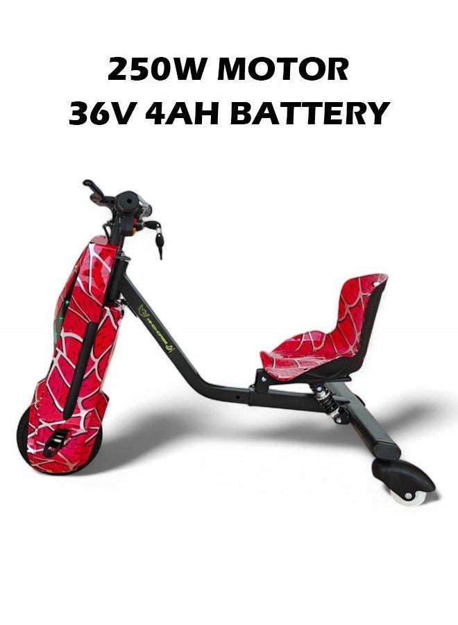 ويندهورس سكوتر كهربائي للانجراف والمغامرات للأطفال والكبار - محرك بدون فرشاة بقوة 250 واط، بطارية 36 فولت 4 أمبير/ساعة، دوران 360 درجة، مكبر صوت بلوتوث، إطار قابل للتعديل، 3 أوضاع سرعة، هيكل من سبائك الفولاذ، معدات حماية متضمنة - Image 2