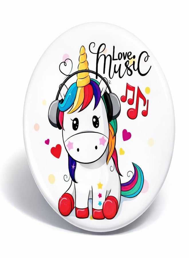 AMYCAUR Unicorn Cartoon Badge Set for Kids - Cute Round Pin Accessories for School Bags & Jackets Items of 1 (piece of 6) - Image 2