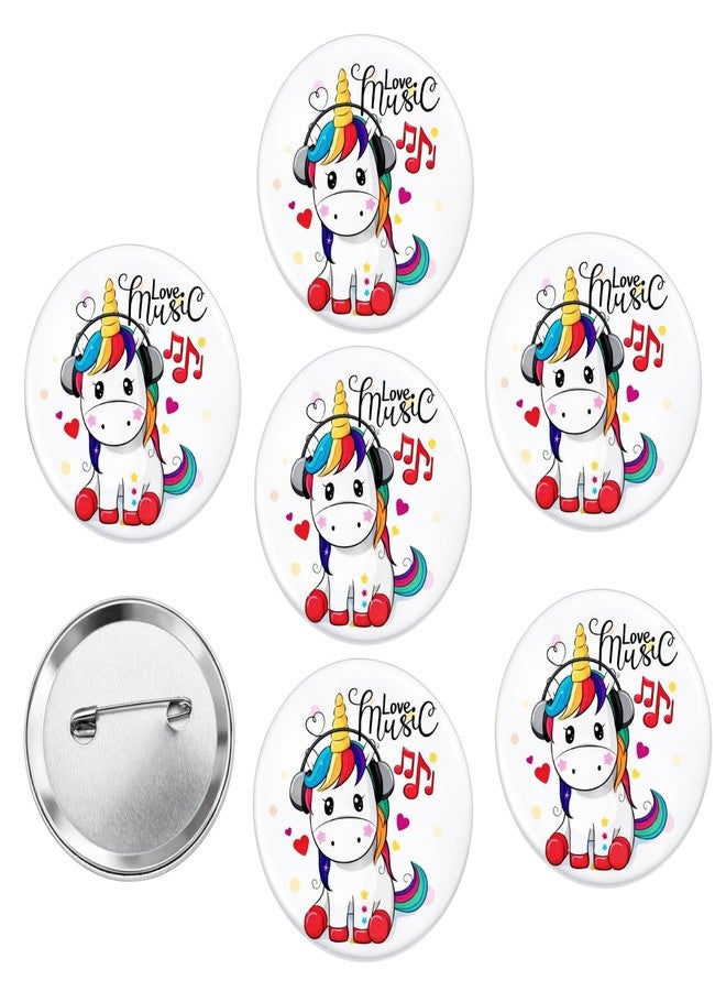 AMYCAUR Unicorn Cartoon Badge Set for Kids - Cute Round Pin Accessories for School Bags & Jackets Items of 1 (piece of 6) - Image 1