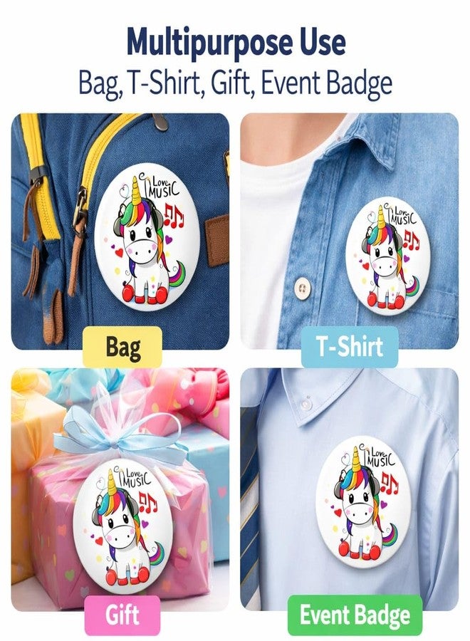 AMYCAUR Unicorn Cartoon Badge Set for Kids - Cute Round Pin Accessories for School Bags & Jackets Items of 1 (piece of 6) - Image 5