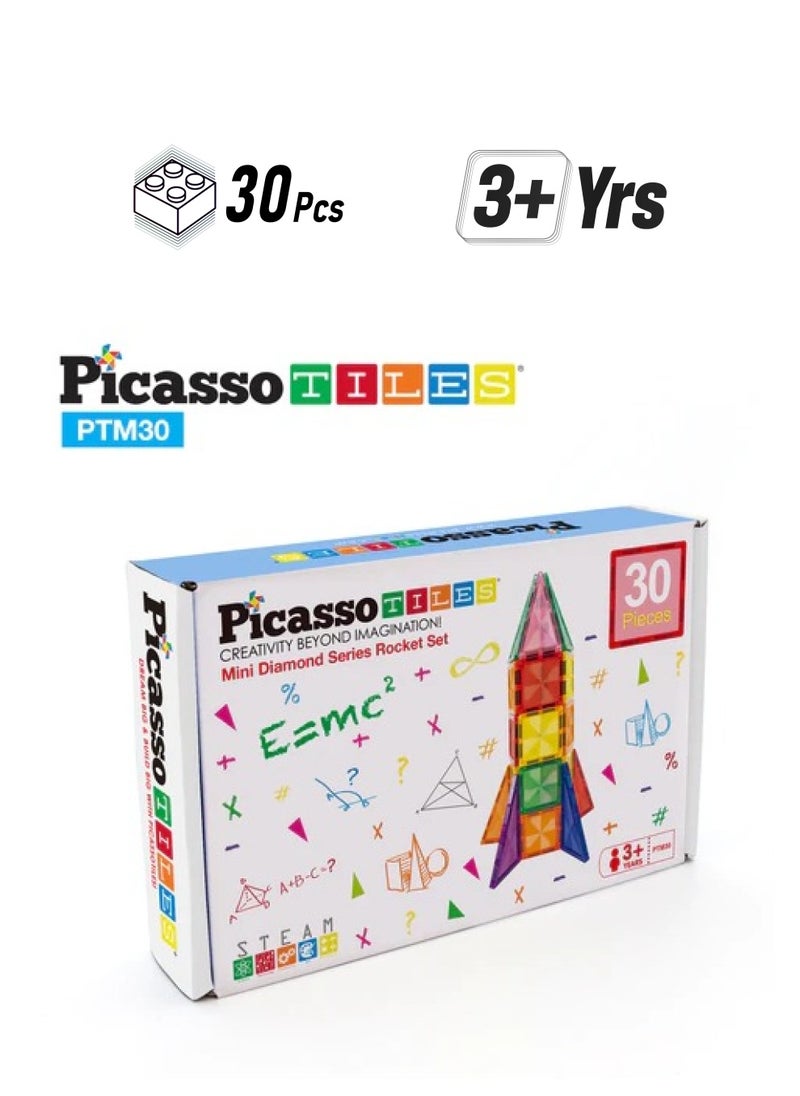 PicassoTiles Magnetic Mini Diamond Rocket 30-Pieces, Building Blocks, Educational Toy Set, Construction Building Kit For Child Brain Development  - Image 1