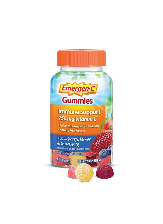 Emergen-C - 750Mg Vitamin C Gummies For Adults Immune Support Gummies Gluten Free Strawberry Lemon And Blueberry Flavors 45 Count - Image 1