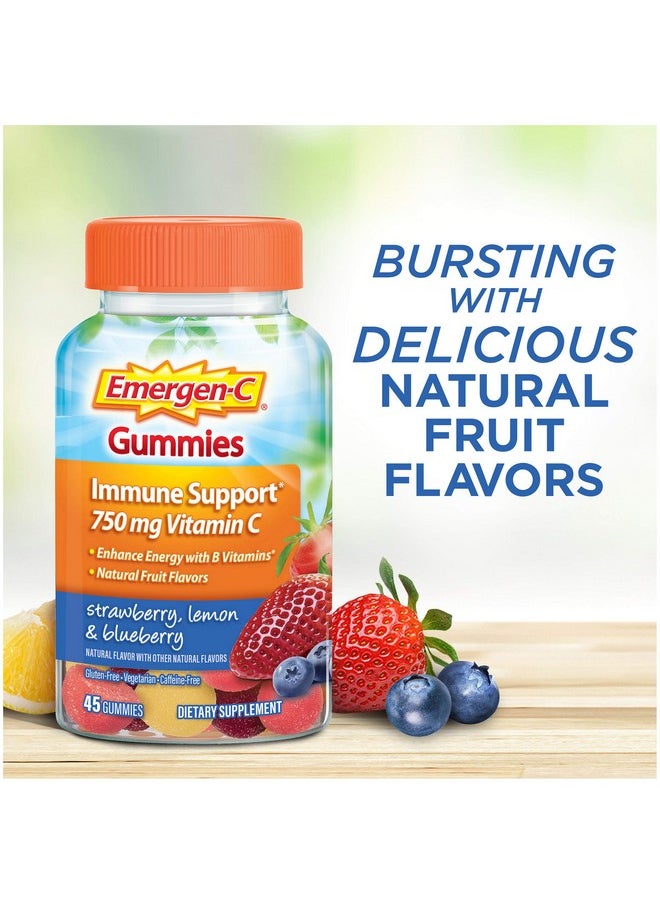 Emergen-C - 750Mg Vitamin C Gummies For Adults Immune Support Gummies Gluten Free Strawberry Lemon And Blueberry Flavors 45 Count - Image 1